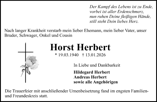 Traueranzeige von Horst Herbert von Darmstädter Echo