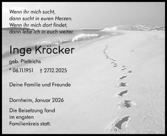 Traueranzeige von Inge Kröcker von Groß-Gerauer Echo